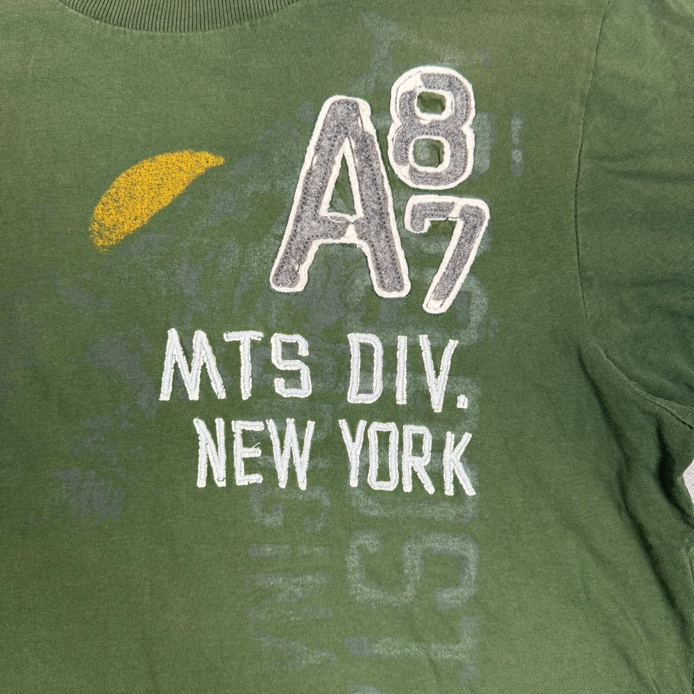 VTG Y2K Aeropostale Mens Olive Green A87 New York Graphic T-Shirt Regular Fit M - Picture 5 of 9